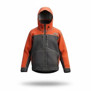 Stormr Strykr Men's Performance Neoprene Fishing Jacket in Orange and Black